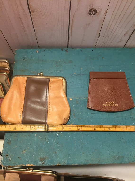 Women's Leather Wallet, Buxton French Purse, vintage kiss lock change purse