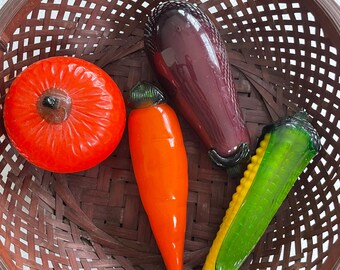 ヴィンテージガラス野菜のコレクション、MCM シック、カントリー ヴィンテージガラス野菜のコレクション、MCM シック、カントリー