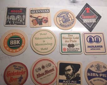 Vintage beer coasters, a dozen beer coasters, barware, brewery, beer gift, housewarming,man cave lot #8