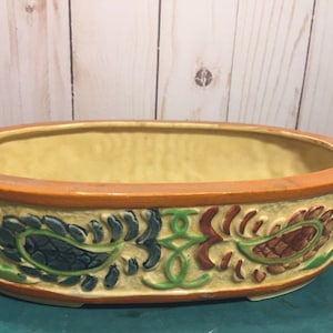 Vintage cottageware style planter tray dish, Japanese majolica, made in Japan, gift for gardeners, vintage planter, succulents