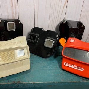Visor Viewmaster vintage, baquelita negra o plástico rojo, Sawyers, View Master, juguete MCM