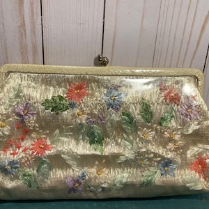 Embroidered raffia straw clutch purse, retro, wedding, evening wear, clutch handbag