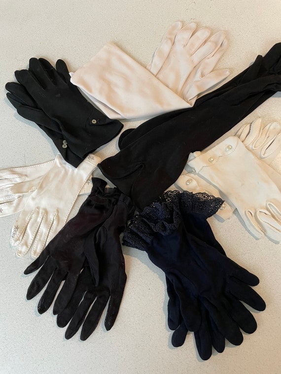 Vintage formal gloves, various lengths and eras, f