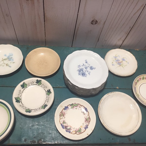 Vintage butter pat, butter plate, tiny plate, chunky stoneware, small dishes,trinket tray, tiny porcelain plates,  lot #7