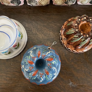Vintage hand painted bundt pan, buyers choice, French country kitchen decor