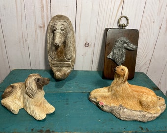 Afghan dog memorabilia, collection of afghan dogs figurines, buyers choice, dog lover, home office, veterinary gift