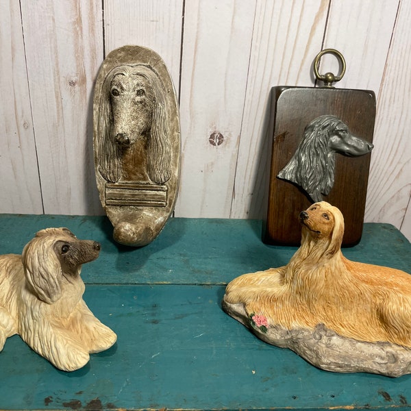 Afghan dog memorabilia, collection of afghan dogs figurines, buyers choice, dog lover, home office, veterinary gift