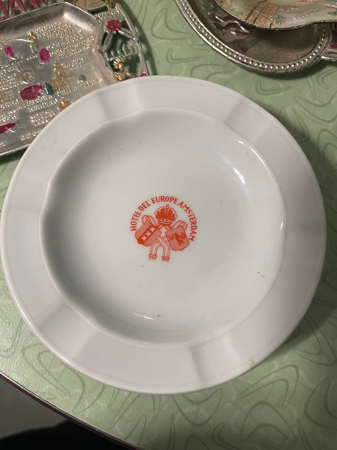 Vintage Porcelain Ashtray, Hotel Souvenir Amsterdam, Vintage