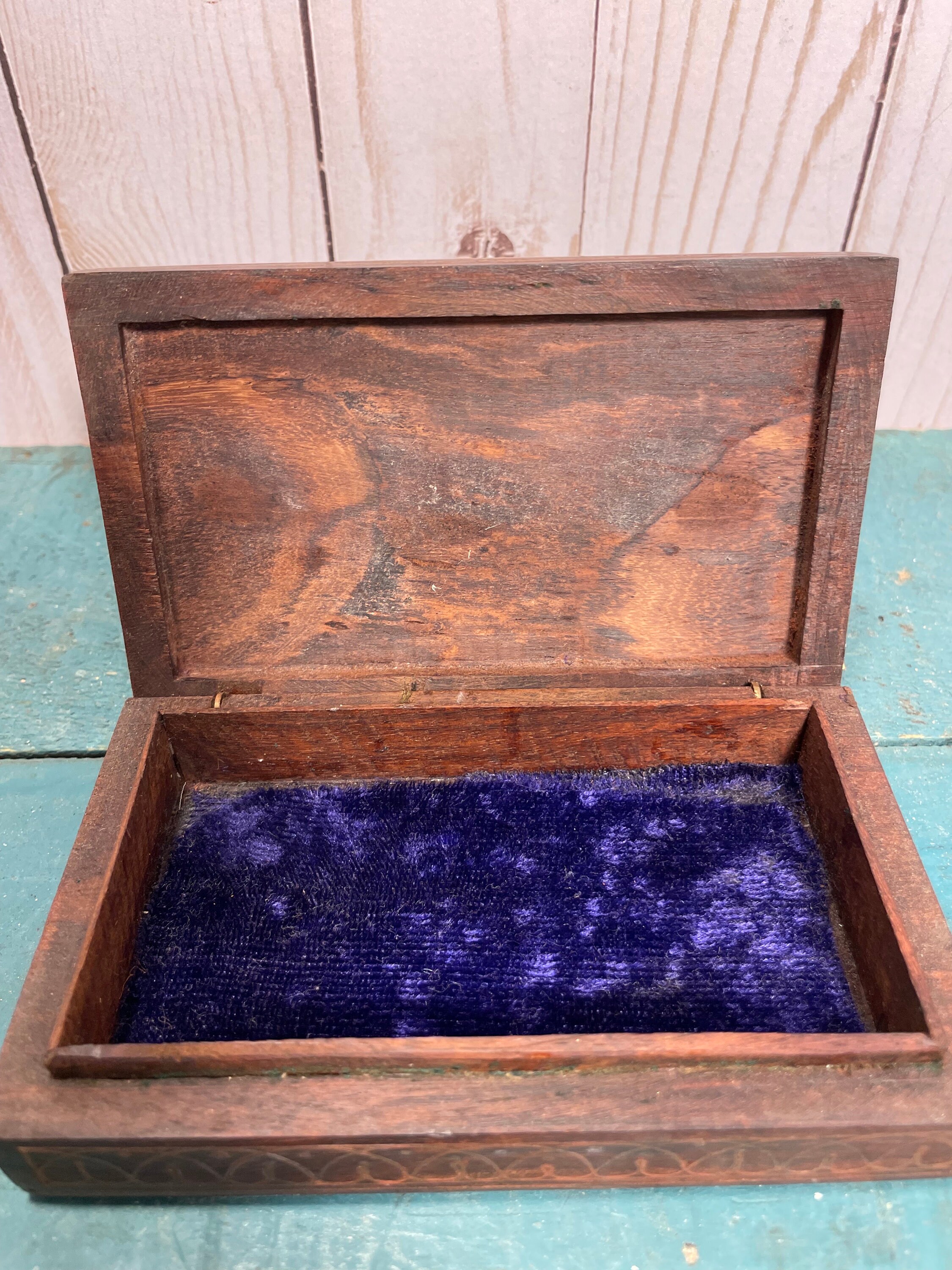 Scroll Work Box Vintage Mahogany Box With Brass Scrollwork Inlay, Wooden Box, Vintage ...