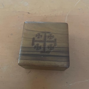 Vintage Olivenholzkiste, made in Jerusalem, Schmuckschatulle, Schmuckschatulle, Rosenkranzperlen