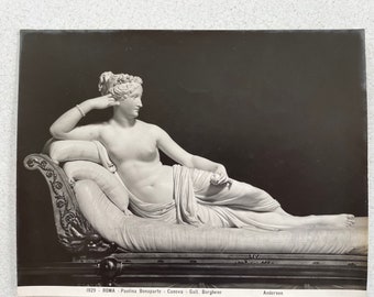 Antique Anderson print, Paolina Bonaparte, Canova, Borghese Gallery, Rome,art student, dark academia