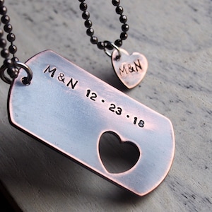 Personalized couples gifts, Personalized gifts, Couples necklaces, personalized couples necklace, antique dog tag necklaces for couples
