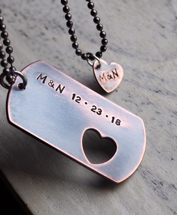 Personalized couples gifts, Personalized gifts, Couples necklaces, personalized couples necklace, antique dog tag necklaces for couples