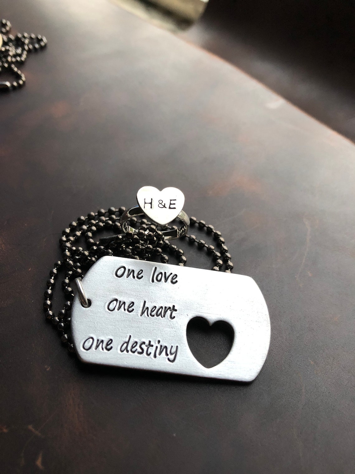 Matching Couples Gifts, One Love One Heart One Destiny Boyfriend Necklace Couples Gift Christmas