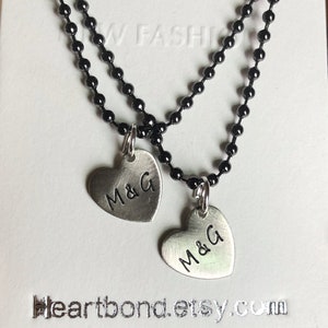 Tiny heart couples necklaces, matching couple necklaces, couples anniversary gift, couples necklaces, his hers, boyfriend girlfriend Gift