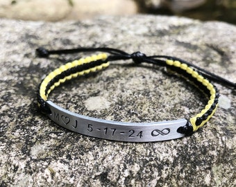 Personalized Bracelet, Men Women Gift, Surfer Bracelet, Birthday Gift, Anniversary Gift, Mom Gift, Dad Gift, Custom Coordinates Bracelet