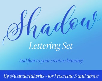 Shadow Lettering Set | Digital lettering brushes for procreate | modern calligraphy | illustrative word bundle