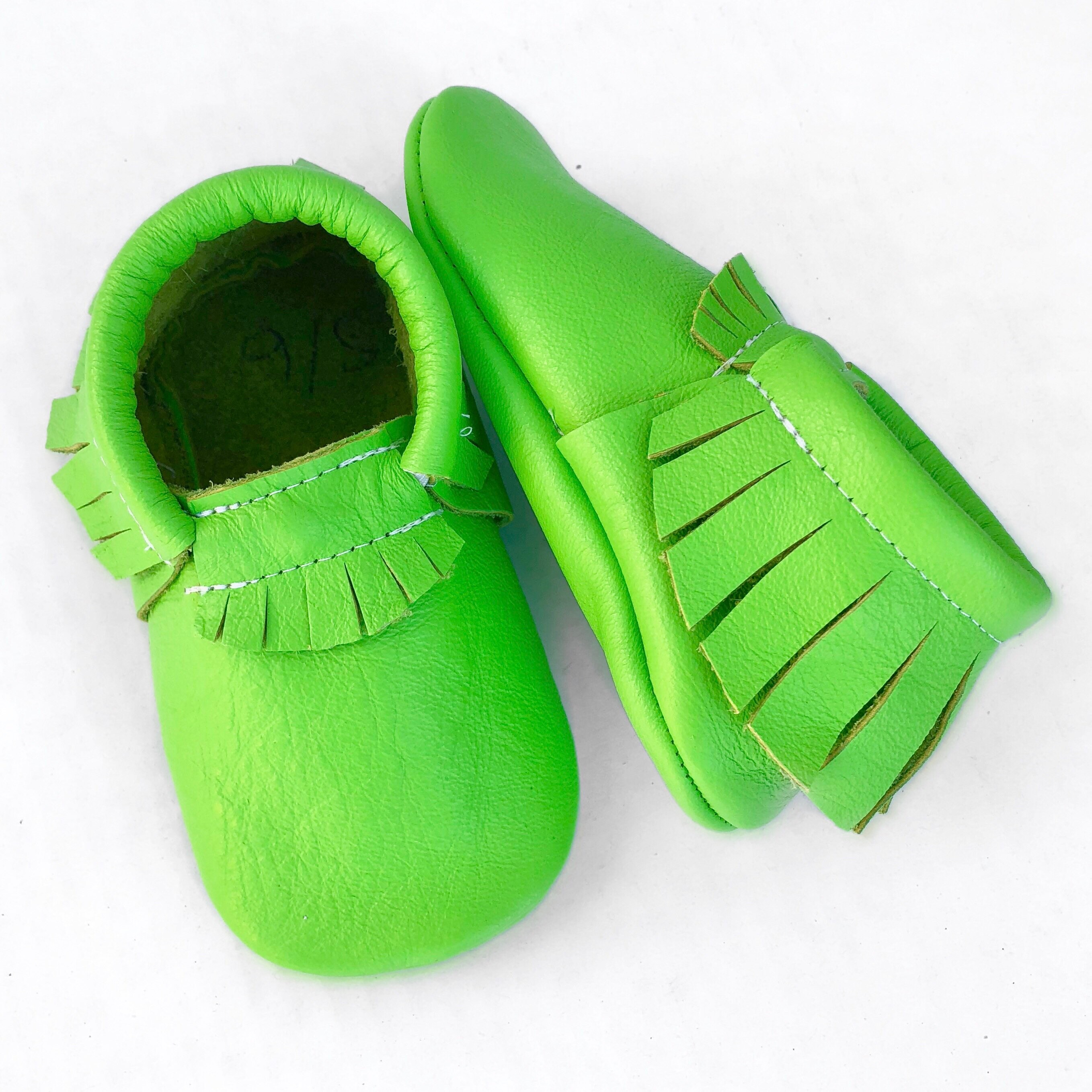 Lime Green Baby Moccs Moccasins Shoes Booties Baby Shower Etsy