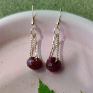 Cherry Quartz & Rose Gold Dangle Earrings