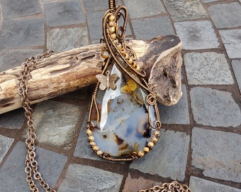 Montana Agate Pear Shape Pendant Necklace