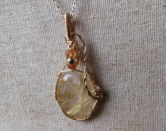 Golden Rutile Quartz Oval Pendant