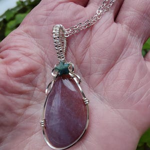 Lavender Fancy Jasper & Silver Pendant Necklace