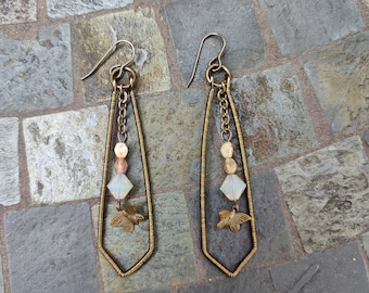 Antique Brass Butterfly Dangle Earrings