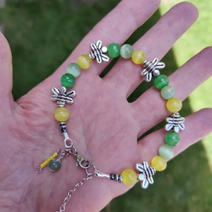 Honey Bee & Selenite Bead Bracelet