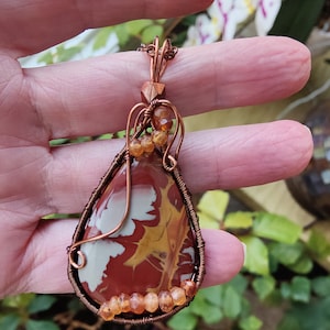 Noreena Jasper Pear Shape Stone Wirewrap Pendant