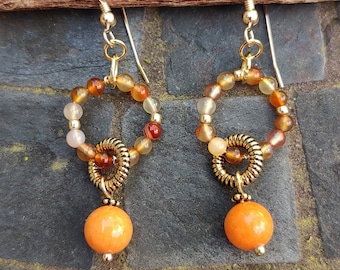 Orange Carnelian Drop Earrings