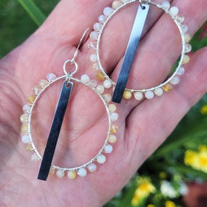 Ethiopian Opal & Silver Hoop Earrings