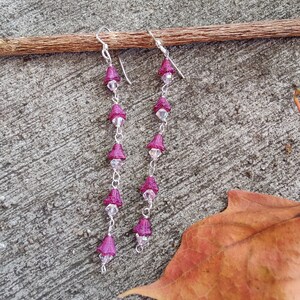 Fuchsia & Crystal Dangle Earrings