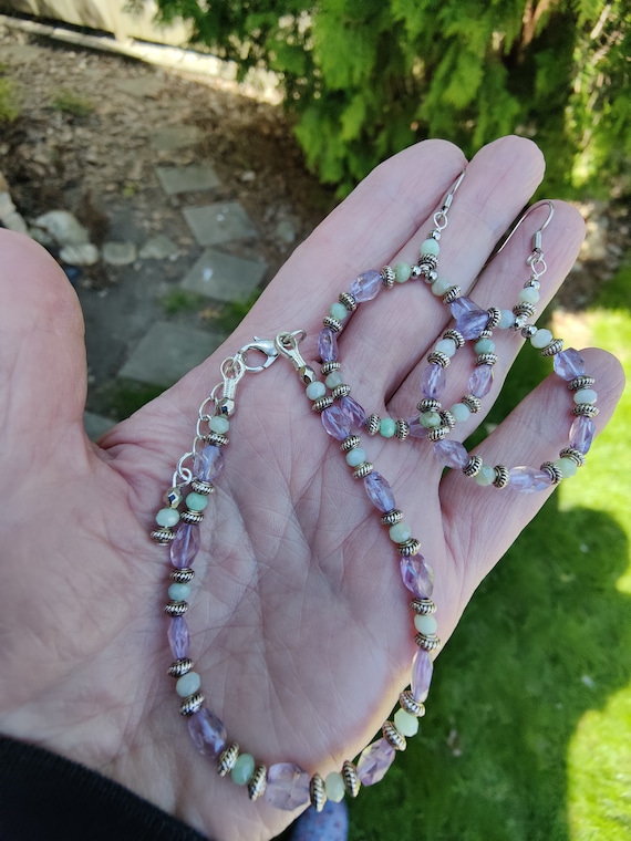 Bracelet Chaînes Et Perles En Argent Sterling Avec Boucles D'oreilles Assorties - Occasion