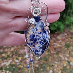 Natural Sodalite Silver Pendant Necklace