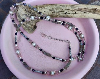 Pearl, Labradorite & Crystal Beaded Necklace