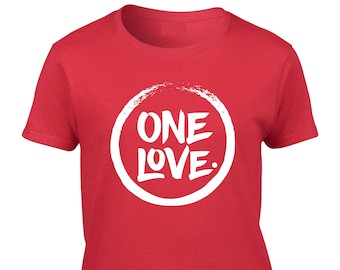 One Love, Jamaica, Valentines Day, Love, Ladies tee, T-shirt