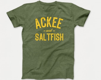 Ackee and Saltfish, Jamaica, Caribbean, Jamaican Shirts, Food Shirts, Foodie, Travel Shirt, Bob Marley, Buju Banton