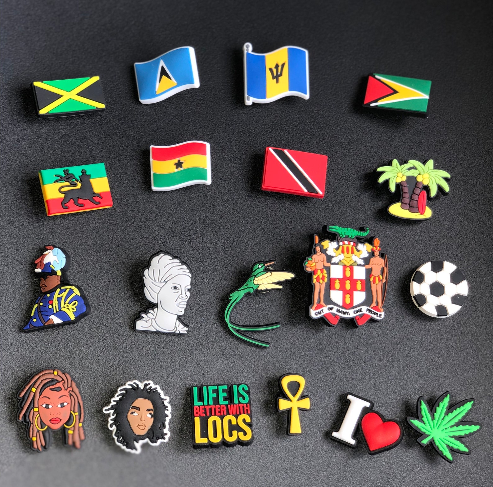 Jamaican Croc Charms Caribbean Croc charms Jamaican Flag Etsy