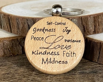 Fruitage of the Spirit Wood Keychain