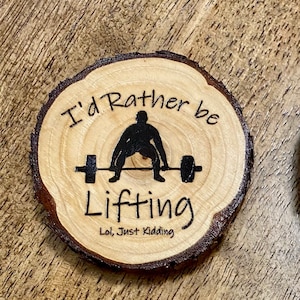 Lustiger Holzscheiben Magnet - Ich würde Lieber Sein Leben / Lol Just Kidding (Handgemacht)