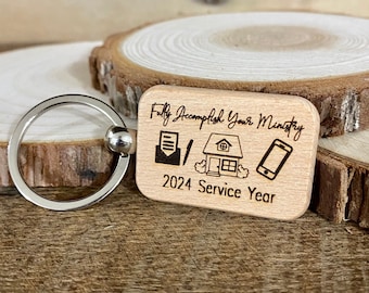 2024 Service Year Wood Keychain - Fully Accomplish Your Ministry Pioneer Gift