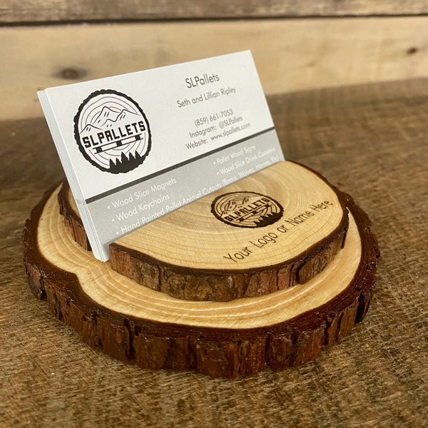 Customized Wood Slice Business Card Holder