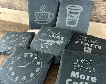 Kaffee Themed Schiefer Getränke Untersetzer - Wählen Sie Ihr Design