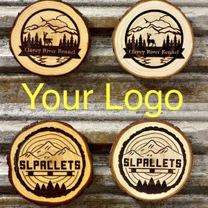 Custom Wood Slice Magnet with Your Company Logo or Slogan Laser Engraved (Handmade)
