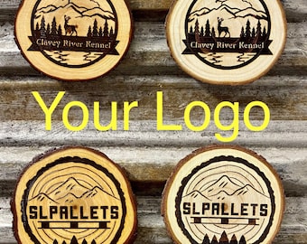 Custom Wood Slice Magnet with Your Company Logo or Slogan Laser Engraved (Handmade)