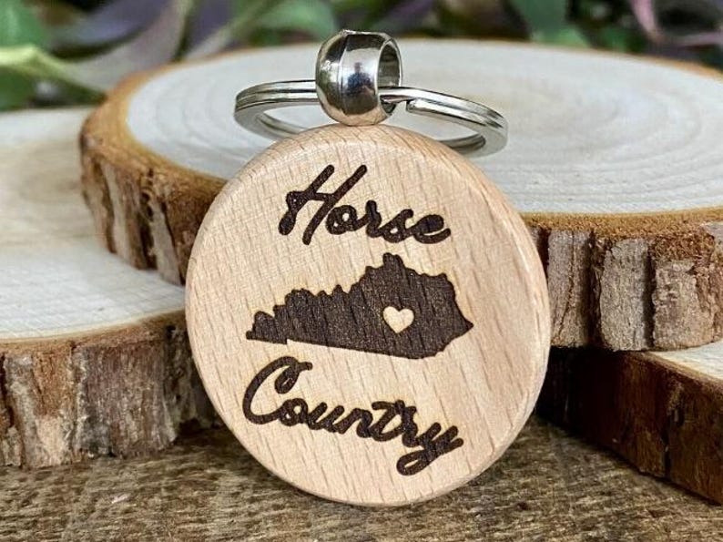 Horse Country Kentucky Wood Keychain; Laser Engraved - Etsy