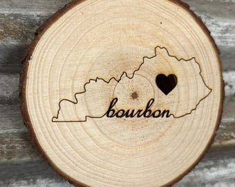 Bourbon Kentucky Themed Wood Slice Magnet