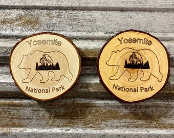Yosemite National Park / Half Dome Wood Slice Fridge Magnet (Handmade)