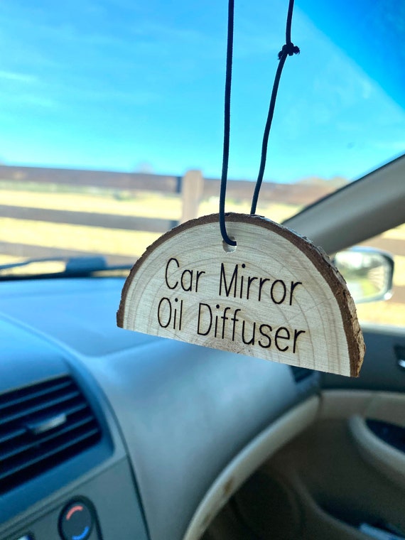 Natural Oil Diffuser - Wood Slice Car Mirror Hanger; Customizable; Add your Company Logo, Slogan, or Custom Text