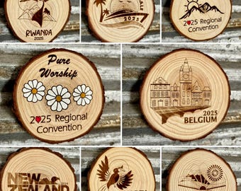 Pure Worship JW Magnet - 2025 Regional Convention ; 2025 Special Convention Designs; Wood Slice Magnets